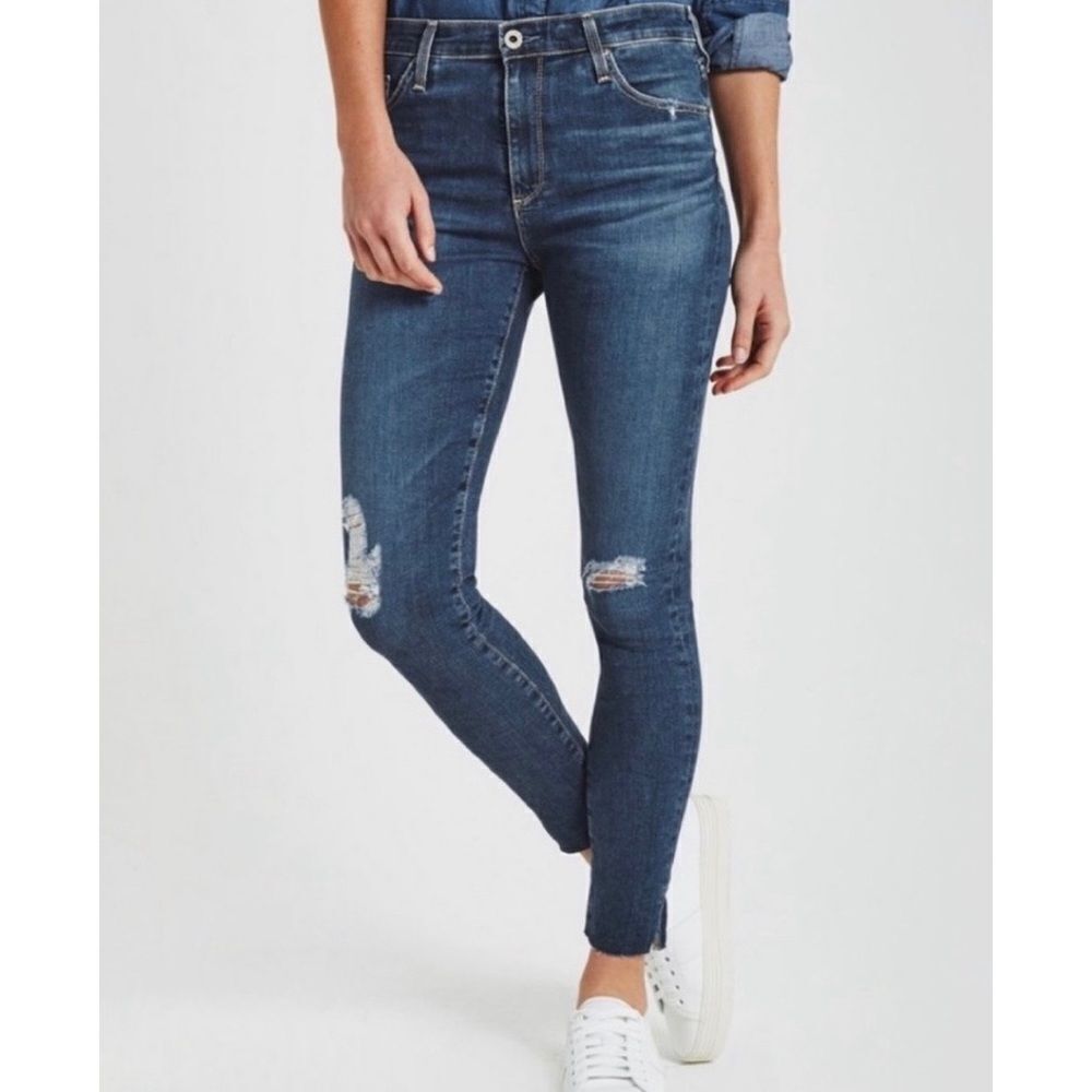 Ag Adriano Goldschmied The Farrah Skinny Ankle Distressed Jeans